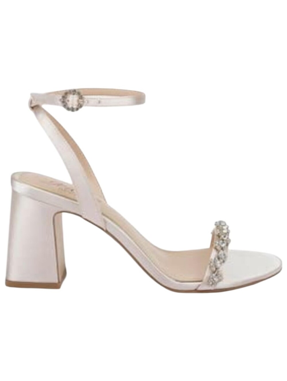 Jewel Badgley Mischka Danni Heeled Sandal Champagne Satin, Block Heels